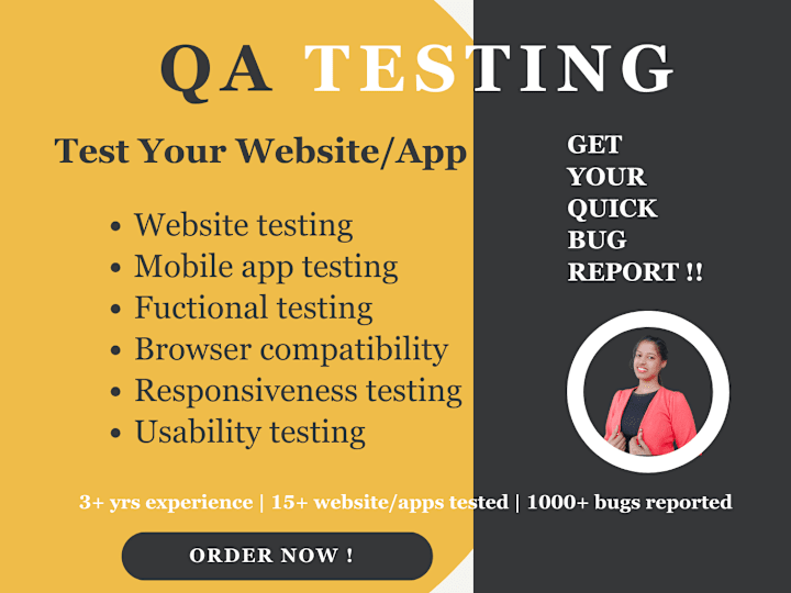 Cover image for You will get Website/Mobile App Testing with quick bug report