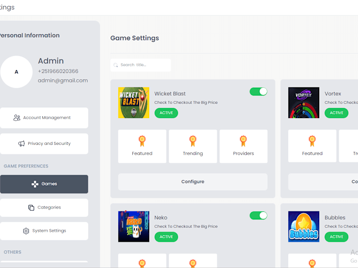 Cover image for Game Admin Portal