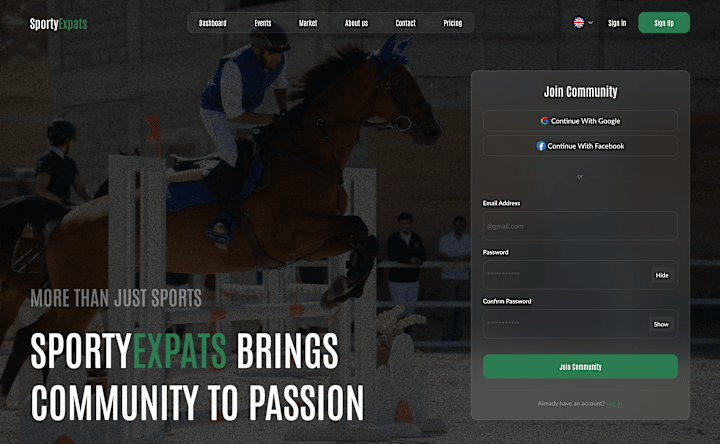 Cover image for SportyExpats Landing Page and Dashboards Design