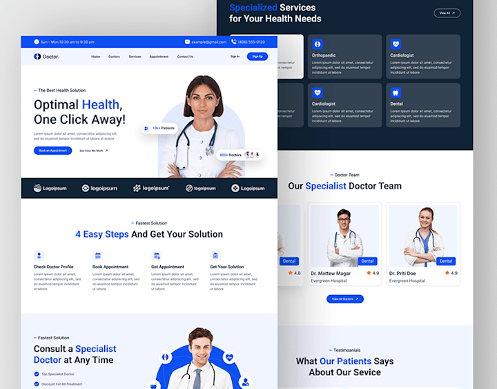 Cover image for Doctor Appointment Landing Page | Healthcare Website on Behance