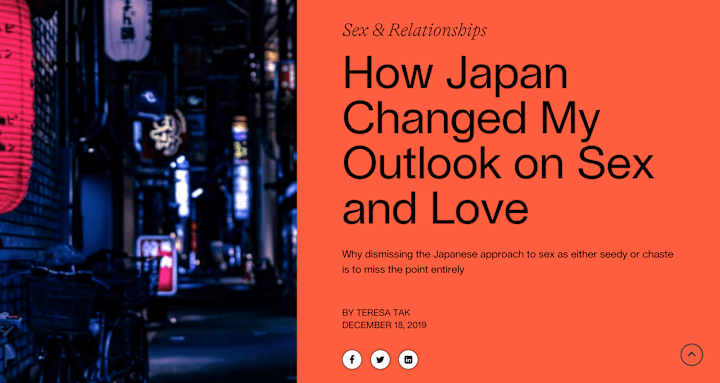 Cover image for How Japan Changed My Outlook on Sex and Love/ Article