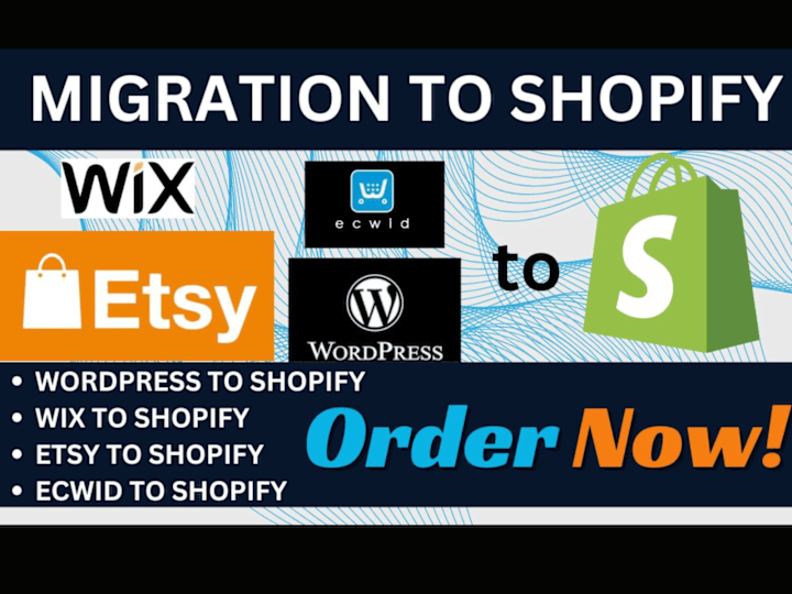 Cover image for clone migrate  website wordpress to shopify wix to shopify 