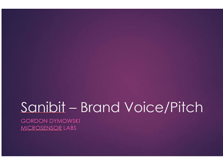 Cover image for Sanibit – Brand Voice & Elevator Pitch D01.pptx