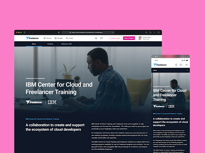 Cover image for Freelancer’s IBM Center for Cloud Training Landing Page Redesign