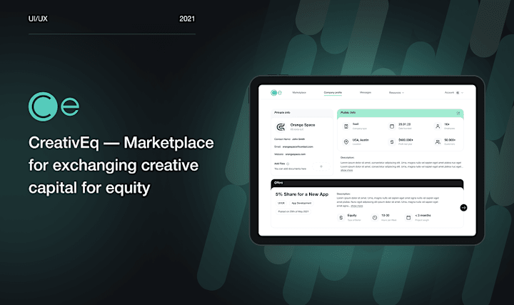 Cover image for CreativEq — creative capital marketplace : Web service