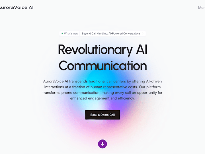 Cover image for AuroraVoice AI Phone Agent Site w/ Framer