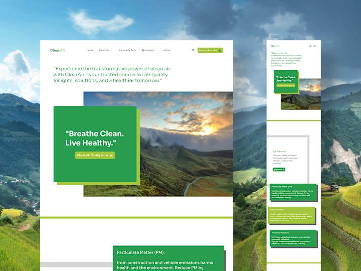 Cover image for Clear Air Modern Environmental Initiative Website Design