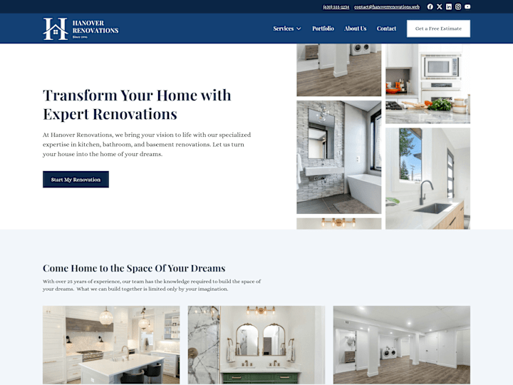 Cover image for Custom Website Template for Hanover Renovations