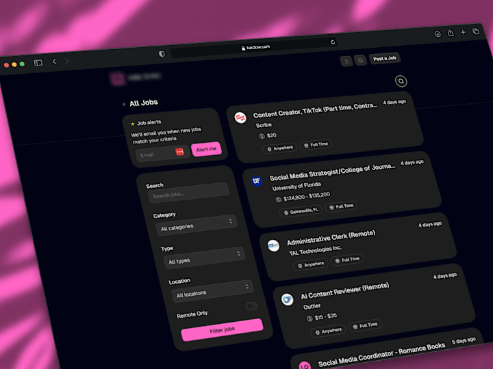 Cover image for Development of Kardow.com Job Board Builder Platform