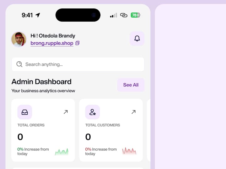 Cover image for Home screen UI for a management app (Store Inventory, CRM)