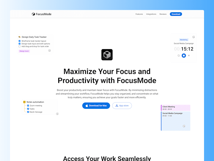 Cover image for FocusMode - Landing page design & Framer development