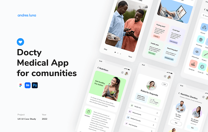 Cover image for Docty - Medical/Doctor App for communities :: Behance