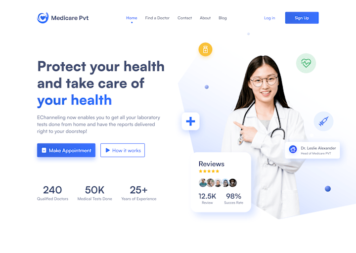 Cover image for Concept Landing page For Medical Center on Behance