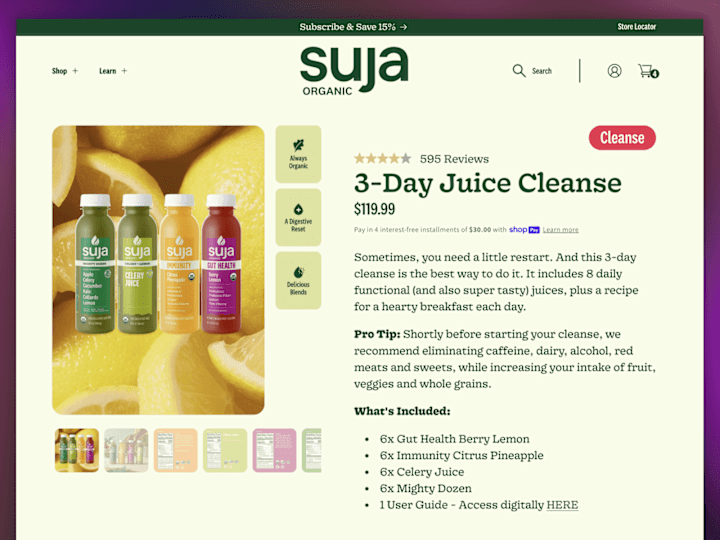 Cover image for Suja Website Development & Rebuild Launch