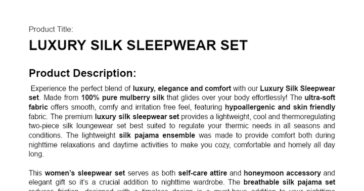 Cover image for Luxury Sleepwear Set