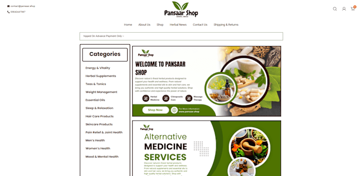 Cover image for E-Commerce Herbal Store for
Panssar.shop