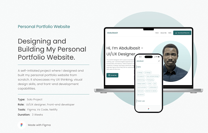 Cover image for Personal Portfolio Website – UX-Focused Design & Build