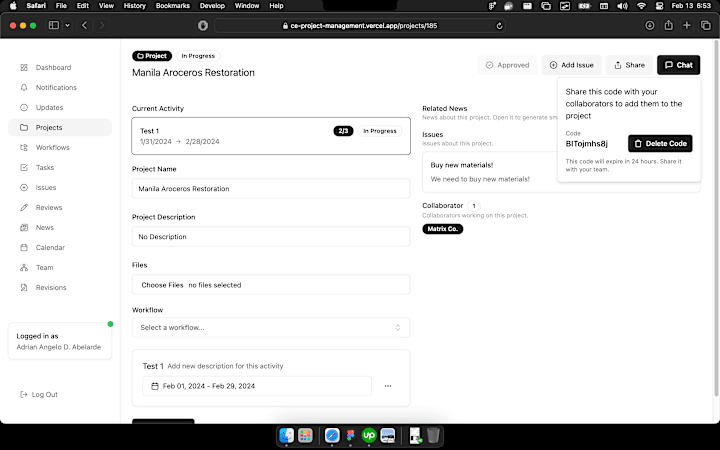 Cover image for CE Project Management Web Application