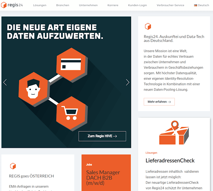 Cover image for Company website for Regis24