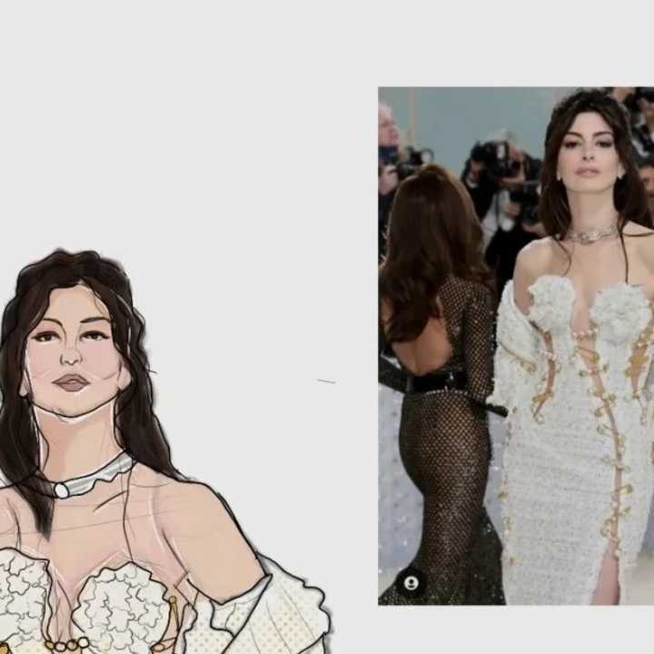 Cover image for Anisha Devale on Instagram: “MET GALA 2023.@annehathaway
(I’m r…