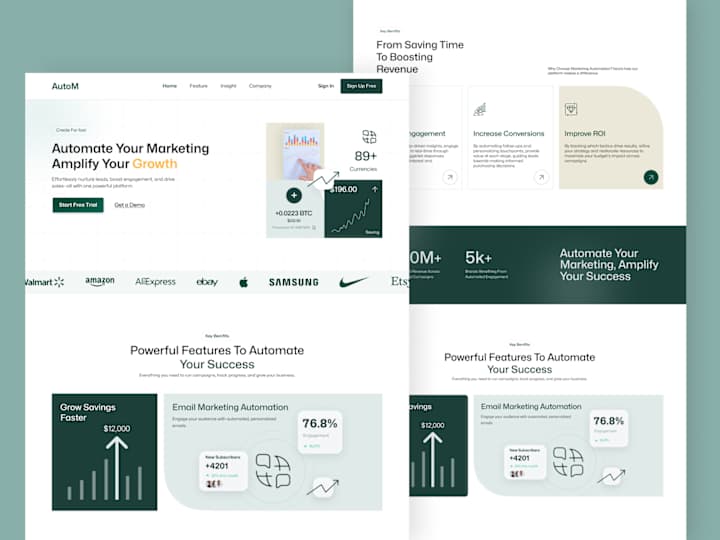 Cover image for Saas Landing Page, Automation UI design