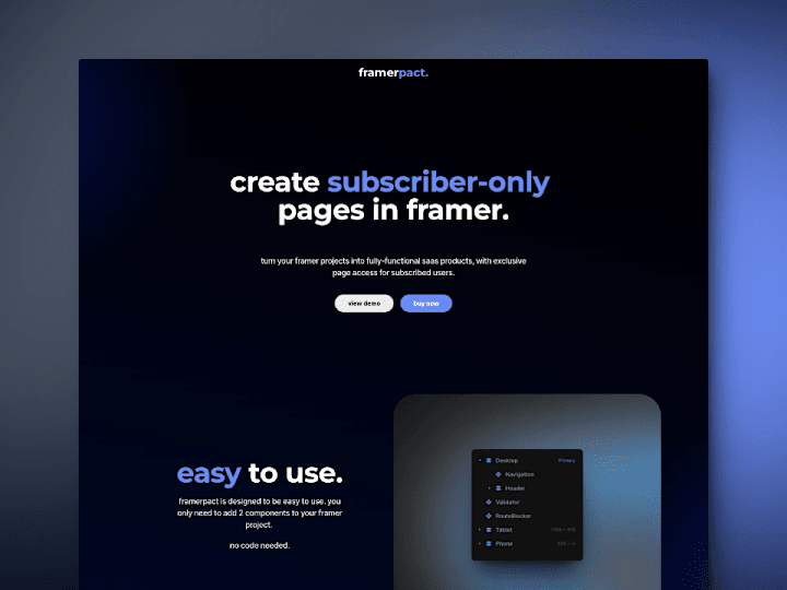 Cover image for framerpact. - create subscriber-only 
pages in framer.