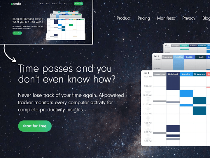 Cover image for Clockk.com Homepage (mock project)