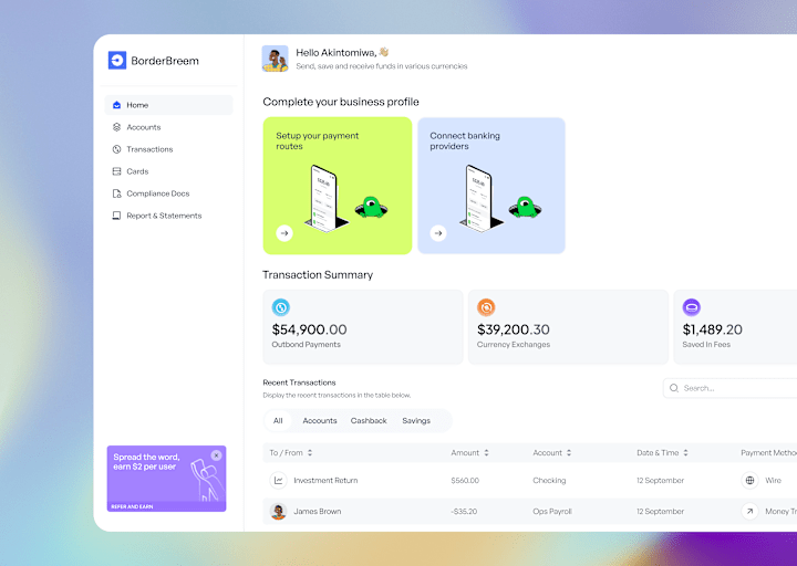 Cover image for Borderbreem: B2B Fintech Web App
