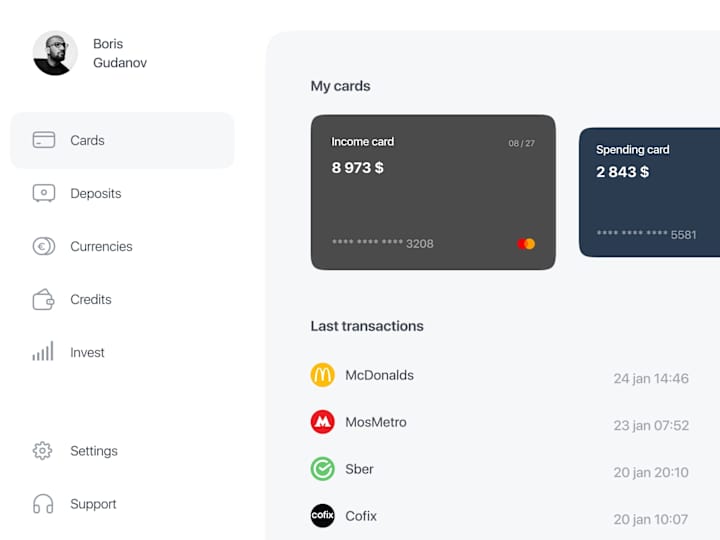 Cover image for Banking app dashboard