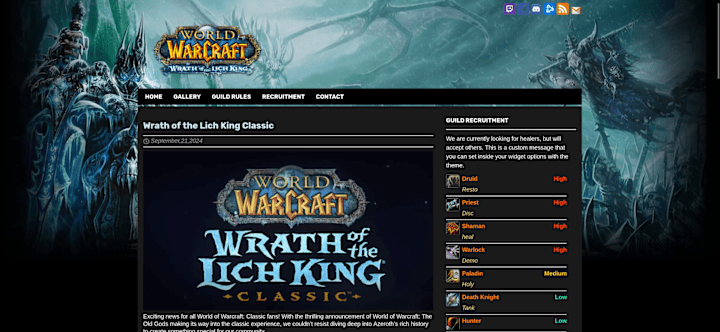 Cover image for Website For World of Warcraft Guild 