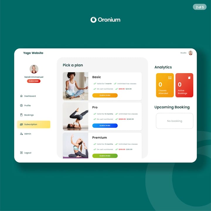 Cover image for UI/UX- Yoga online class Dashboard 