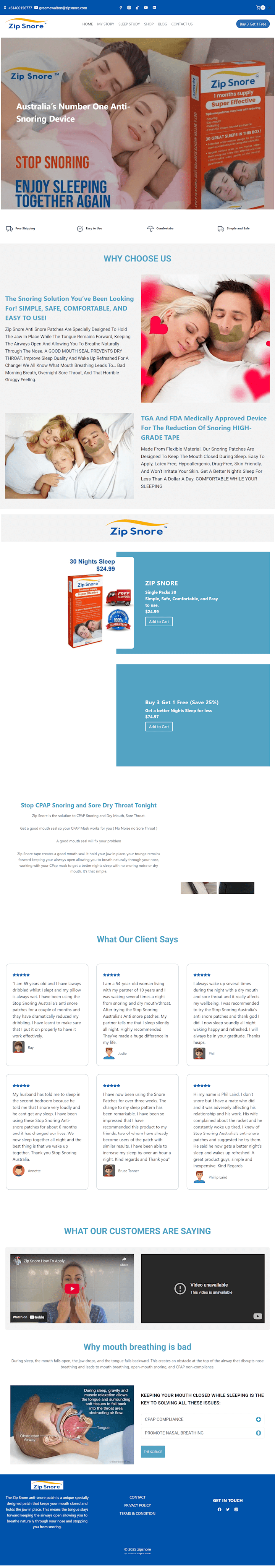 Cover image for WooCommerce Fix & Section Redesign | WordPress for ZipSnore