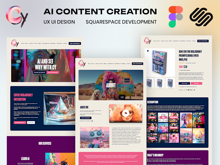 Cover image for AI Content Creation Web UI/UX Design & Squarespace Development