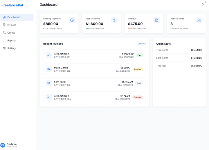 Cover image for FreelancePal Invoicing Tool Development
