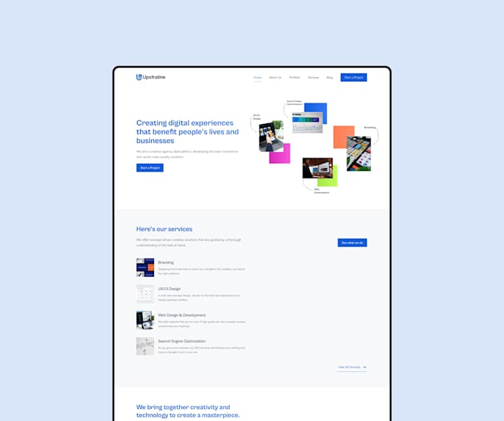 Cover image for Upstraline Creative – Modern Agency Website