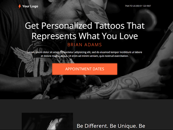 Cover image for Tattoo shop's website Home page