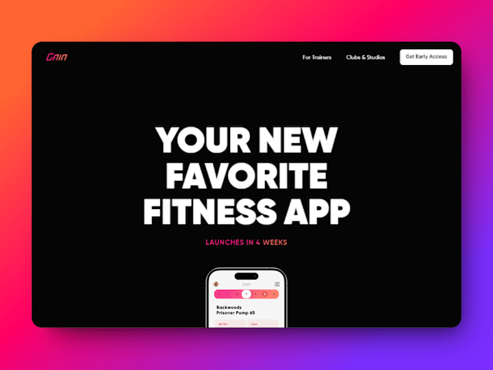 Cover image for Gain Fitness Landing Page