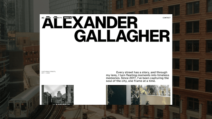 Cover image for Photographer portfolio website for Alex Gallagher