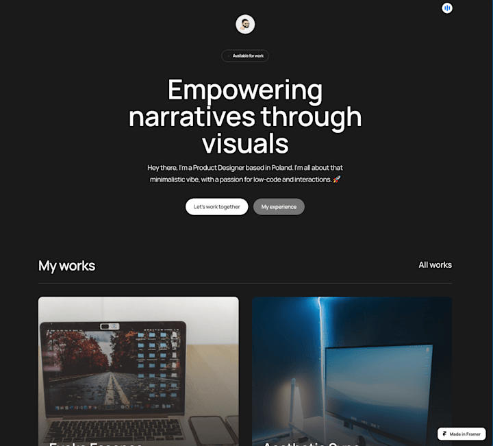 Cover image for Personal Portfolio Design — Framer Website 