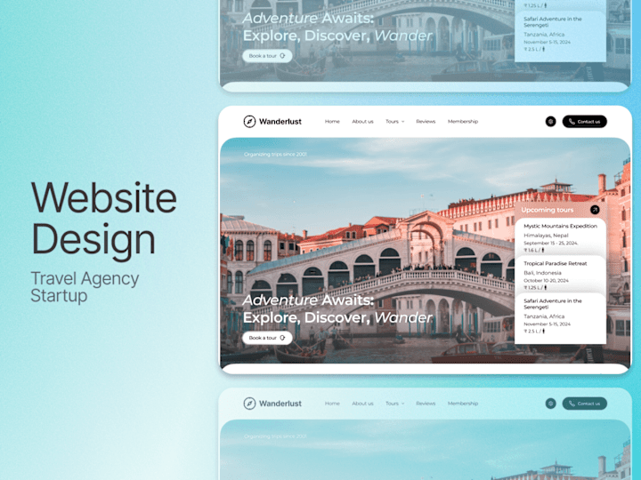 Cover image for Website Design for Travel Agency Startup