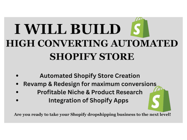 Cover image for I will build automated shopify dropshipping website