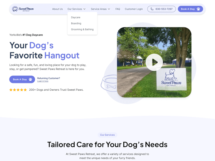 Cover image for Sweet Paws Retreat Website Redesign