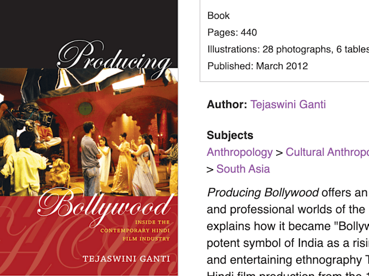 Cover image for Producing Bollywood