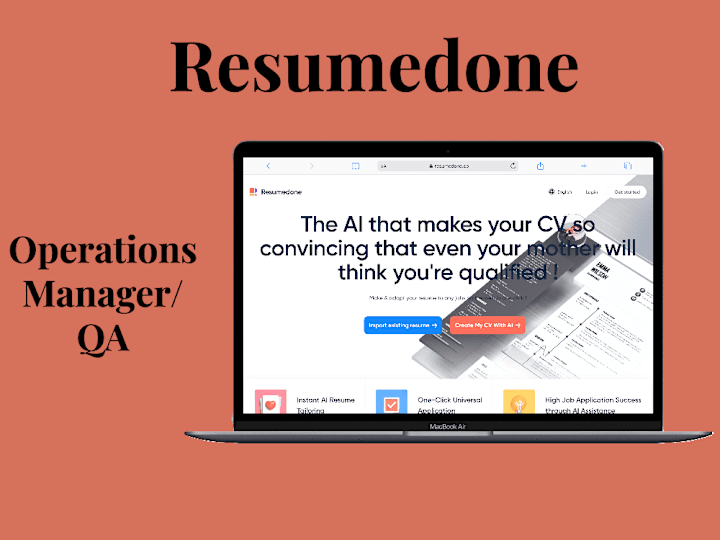 Cover image for Resumedone | Operations Manager/QA
