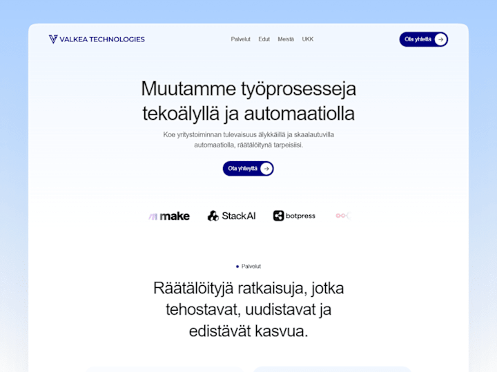 Cover image for Valkea Technologies - Landing Page | Framer Design & Development