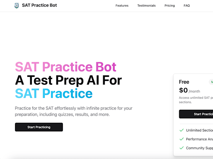 Cover image for SAT Practice Bot - Full Stack Developer