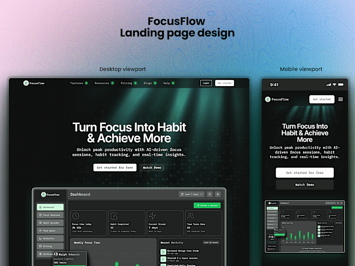 Cover image for FocusFlow Landing Page Design