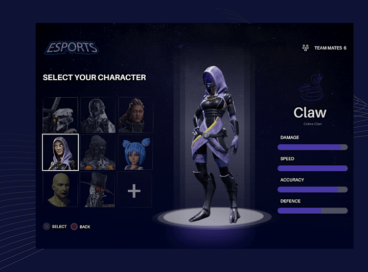 Cover image for Game UI Microinteraction: Character Selection on Behance