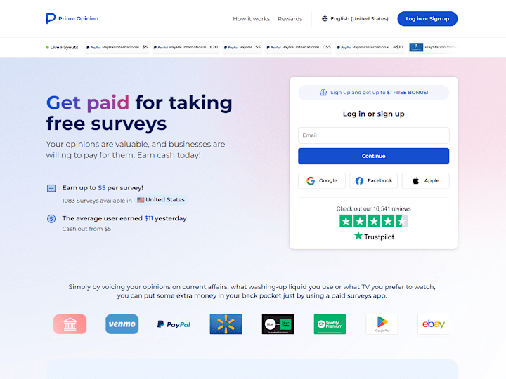 Cover image for Get Paid To Take Survey - Primeopinon.com