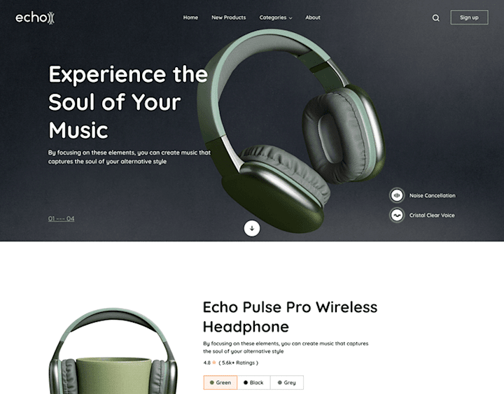 Cover image for Echo, a headphone e-com website :: Behance